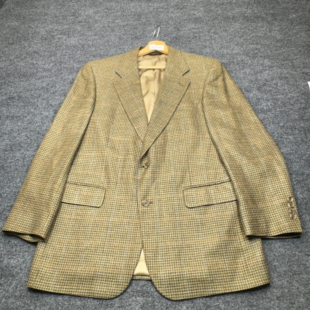 Vintage Brooks Brothers Blazer Mens 40R Brown Houndstooth Wool Sport Coat USA